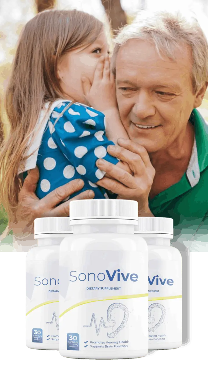 SonoVive hearing and brain health supplement bottle